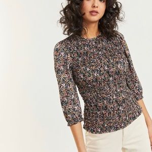 Reitmans Printed Puff Sleeve Smocked Top